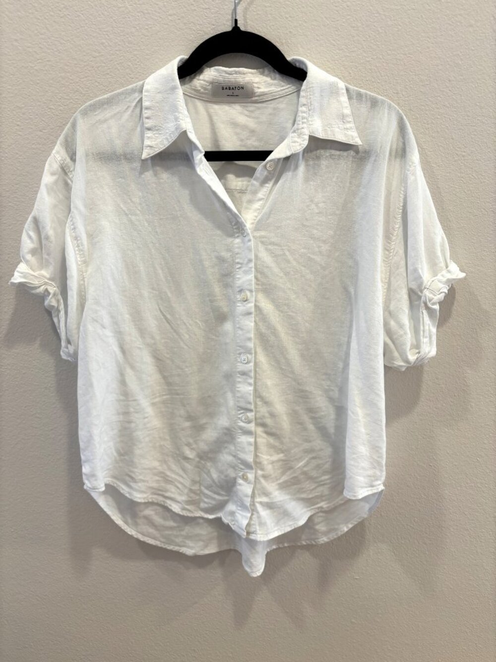 Babaton Aritzia White Puff Sleeve Button Up Shirt S